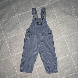 OshKosh B'Gosh 18 Month Conductor Stripes Vintage 90s Overalls made in USA